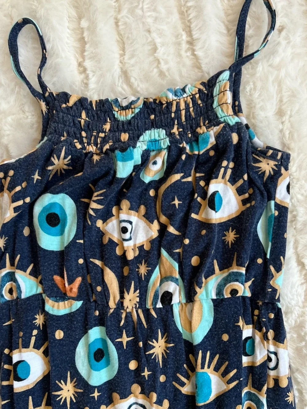 Posh Peanut Navy Blue Evil Eye Romper